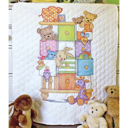 Dimensions&#xAE; Baby Hugs Quilt Stamped Cross Stitch Kit, Baby Drawers